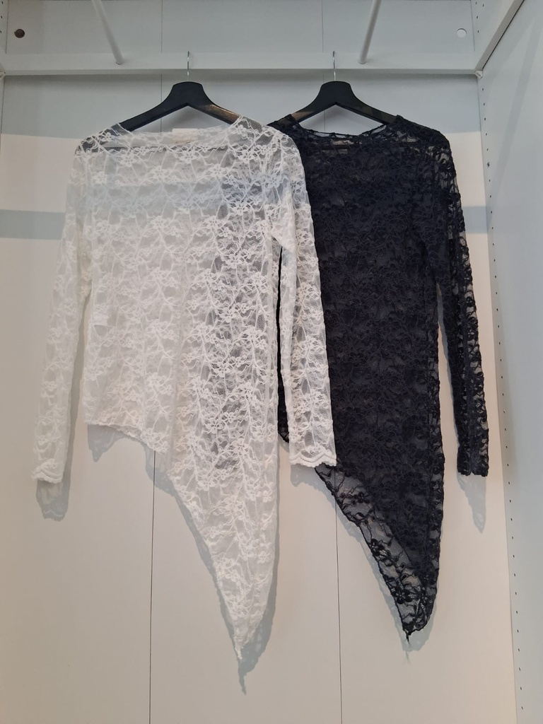 OZ.7018WE Shirt mit Spitze Größe bis 40
