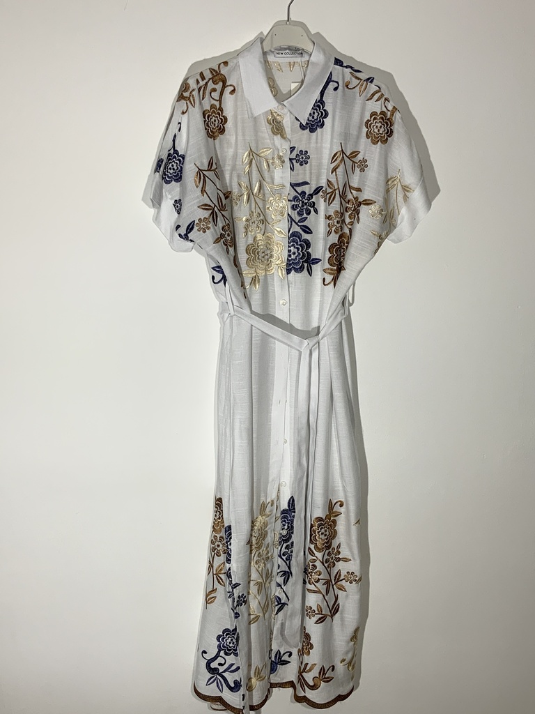 OZ.6495 Kleid mit Muster kurz Arm Größe bis 42