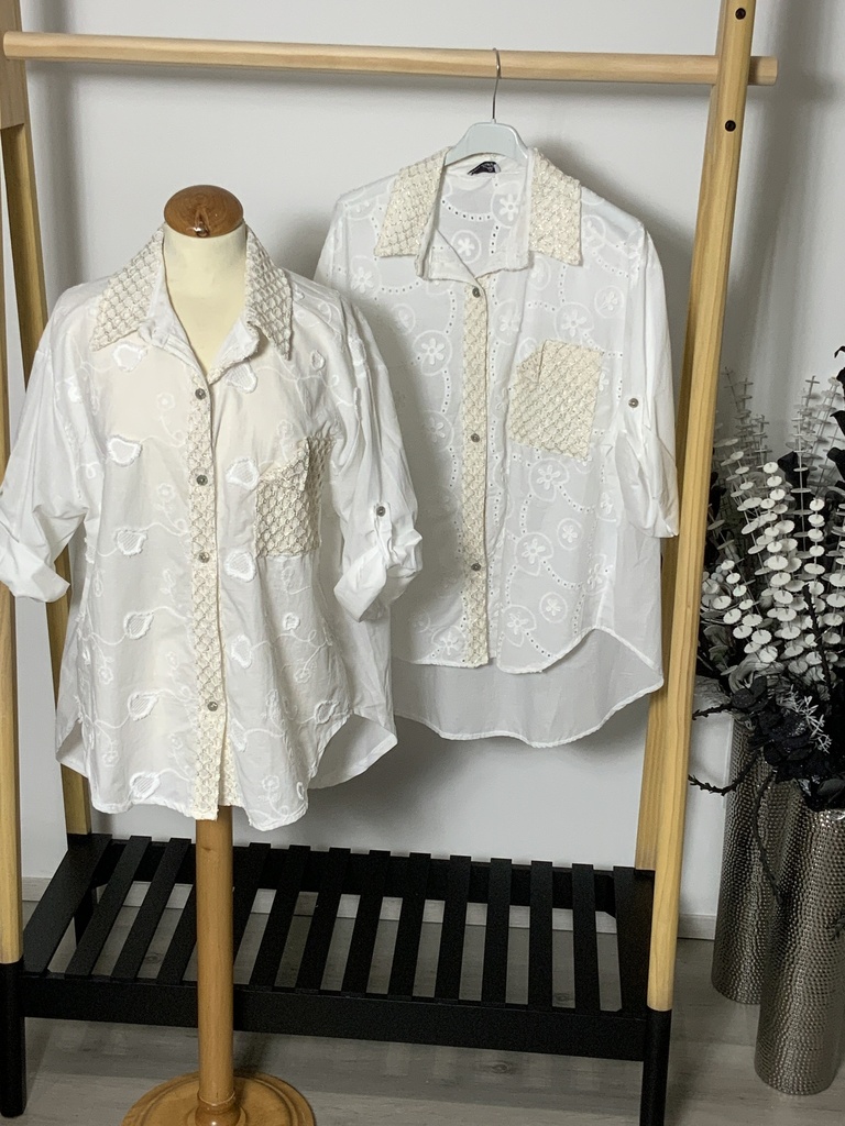 LI. AUT.7751 Bluse kurz Arm Farbe creme