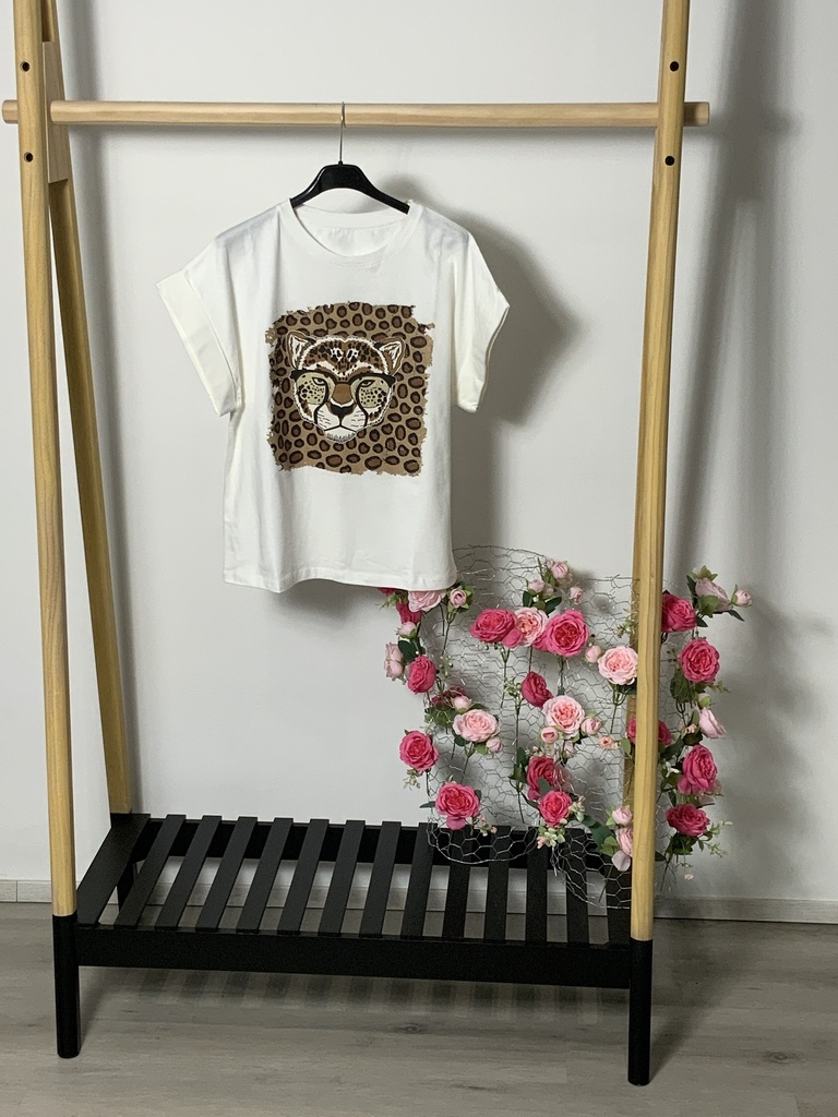 FIR. 16224 T-Shirt mit  Bild Leopard Größe bis 40