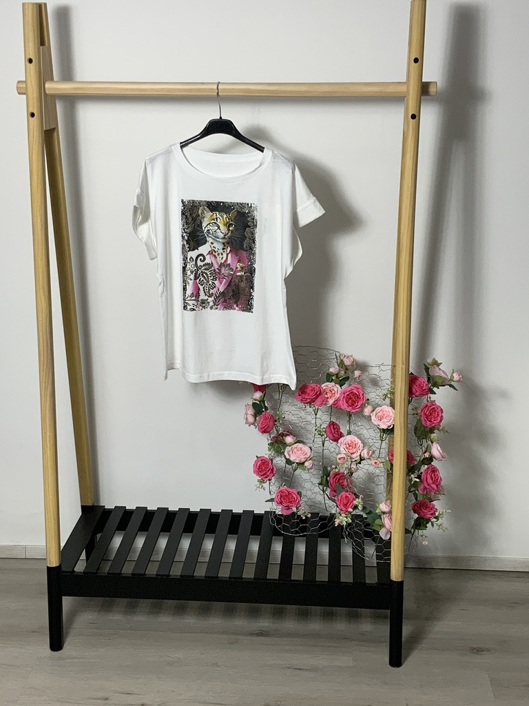 FIR. 16854 T-Shirt mit  Bild Katze Größe bis 40