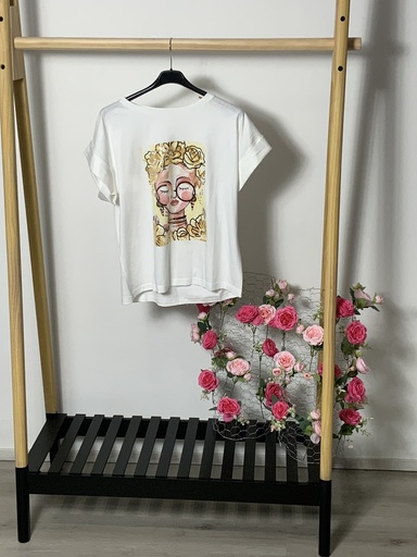 [P0008961] FIR. 16215 T-Shirt mit  Bild Frauen Gesicht Größe bis 40