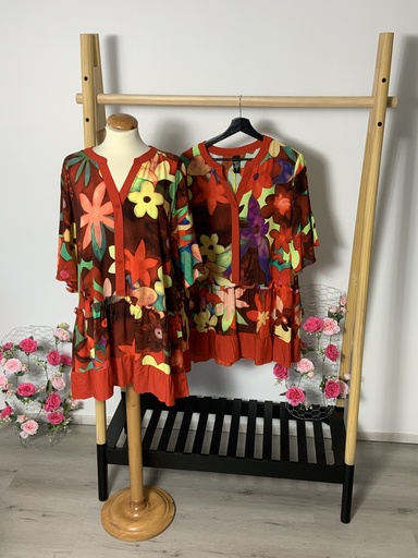 [P0009381] My. 51503L Kleid kurz bunt Größe bis 42/ *50